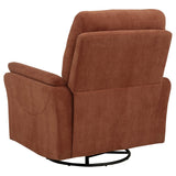 Adler Rust Upholstered Power Swivel Glider Recliner from Coaster - Luna Furniture