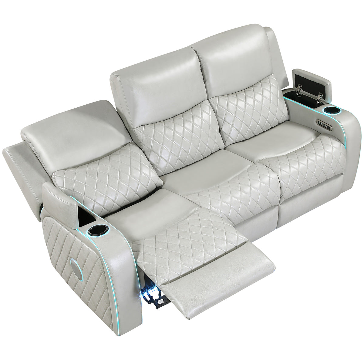 Luna Home Cinema Power Reclining Sofa, Ice Vegan Leather from Steve Silver - Luna Furniture