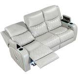 Luna Home Cinema Power Reclining Sofa, Ice Vegan Leather from Steve Silver - Luna Furniture