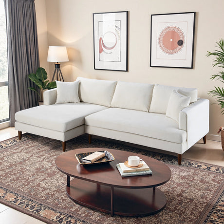 Blake L-Shaped Cream Velvet Sectional Sofa Left Facing from Ashcroft Furniture - Luna Furniture