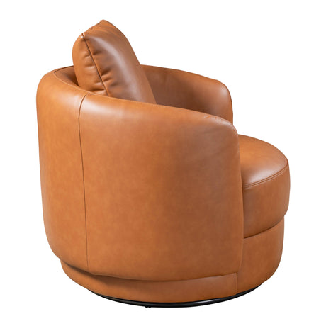 Dylan Cognac Leather Swivel Chair from Ashcroft Furniture - Luna Furniture
