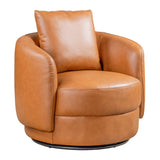 Dylan Cognac Leather Swivel Chair from Ashcroft Furniture - Luna Furniture