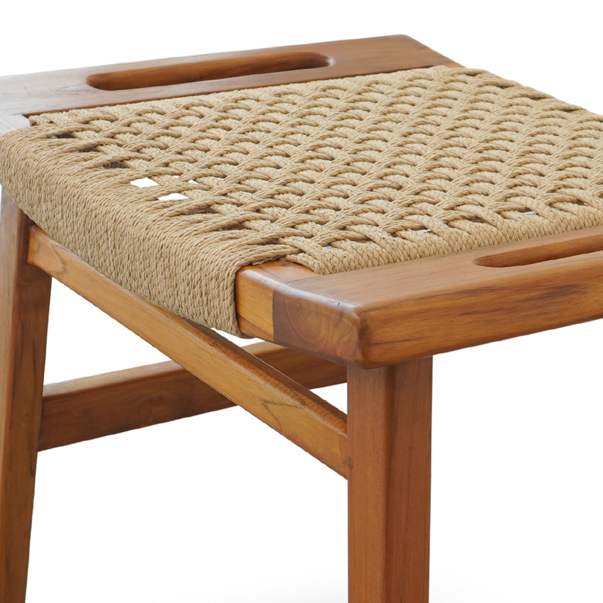 Grit Tan Rustic Solid Wood Frame Loom Stool from Ashcroft Furniture - Luna Furniture