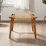 Grit Tan Rustic Solid Wood Frame Loom Stool from Ashcroft Furniture - Luna Furniture