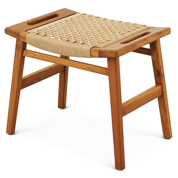Grit Tan Rustic Solid Wood Frame Loom Stool