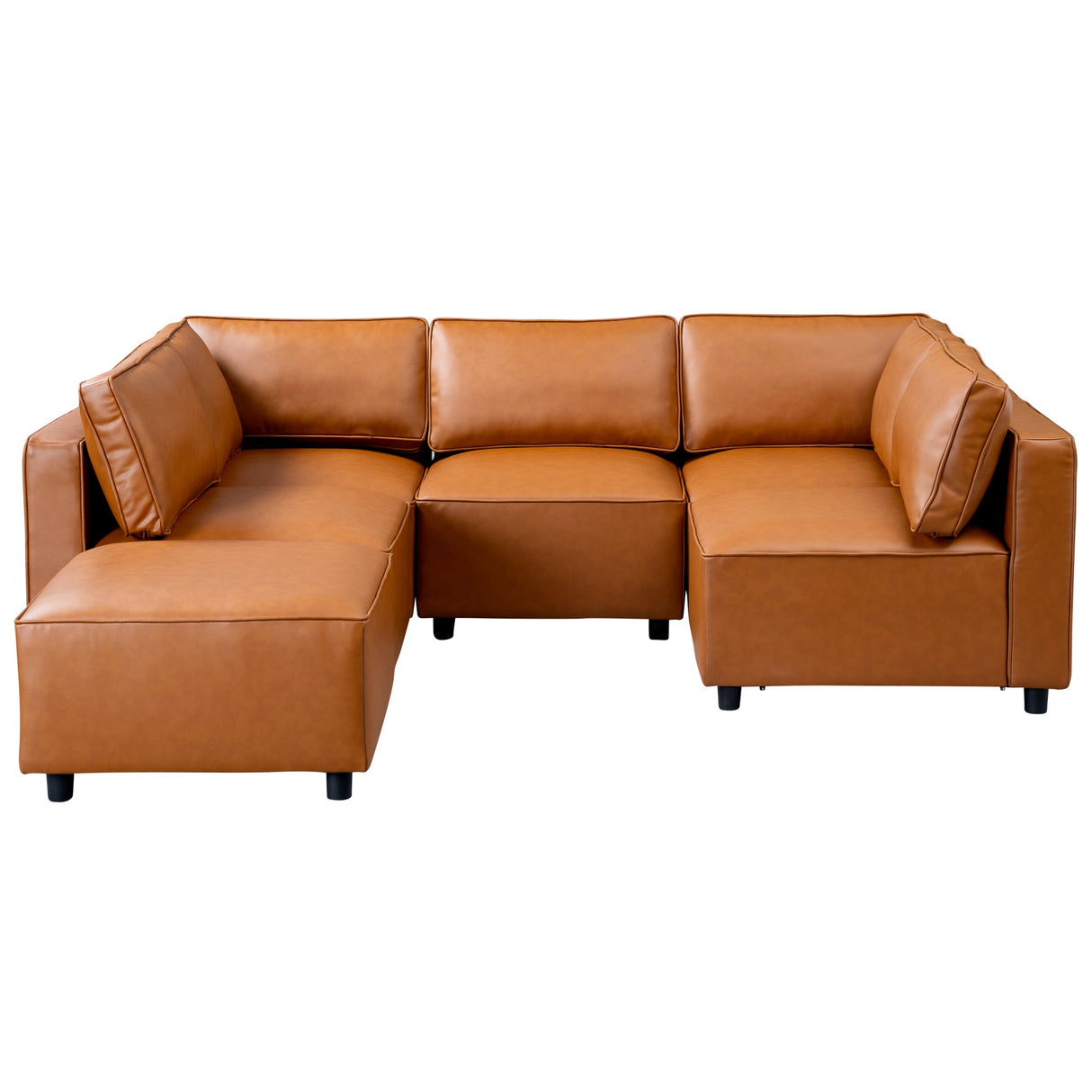 Reno Cognac Vegan Leather Modular Sofa from Ashcroft Furniture - Luna Furniture