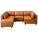 Reno Cognac Vegan Leather Modular Sofa from Ashcroft Furniture - Luna Furniture