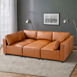 Reno Cognac Vegan Leather Modular Sofa from Ashcroft Furniture - Luna Furniture