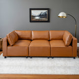 Reno Cognac Vegan Leather Modular Sofa from Ashcroft Furniture - Luna Furniture