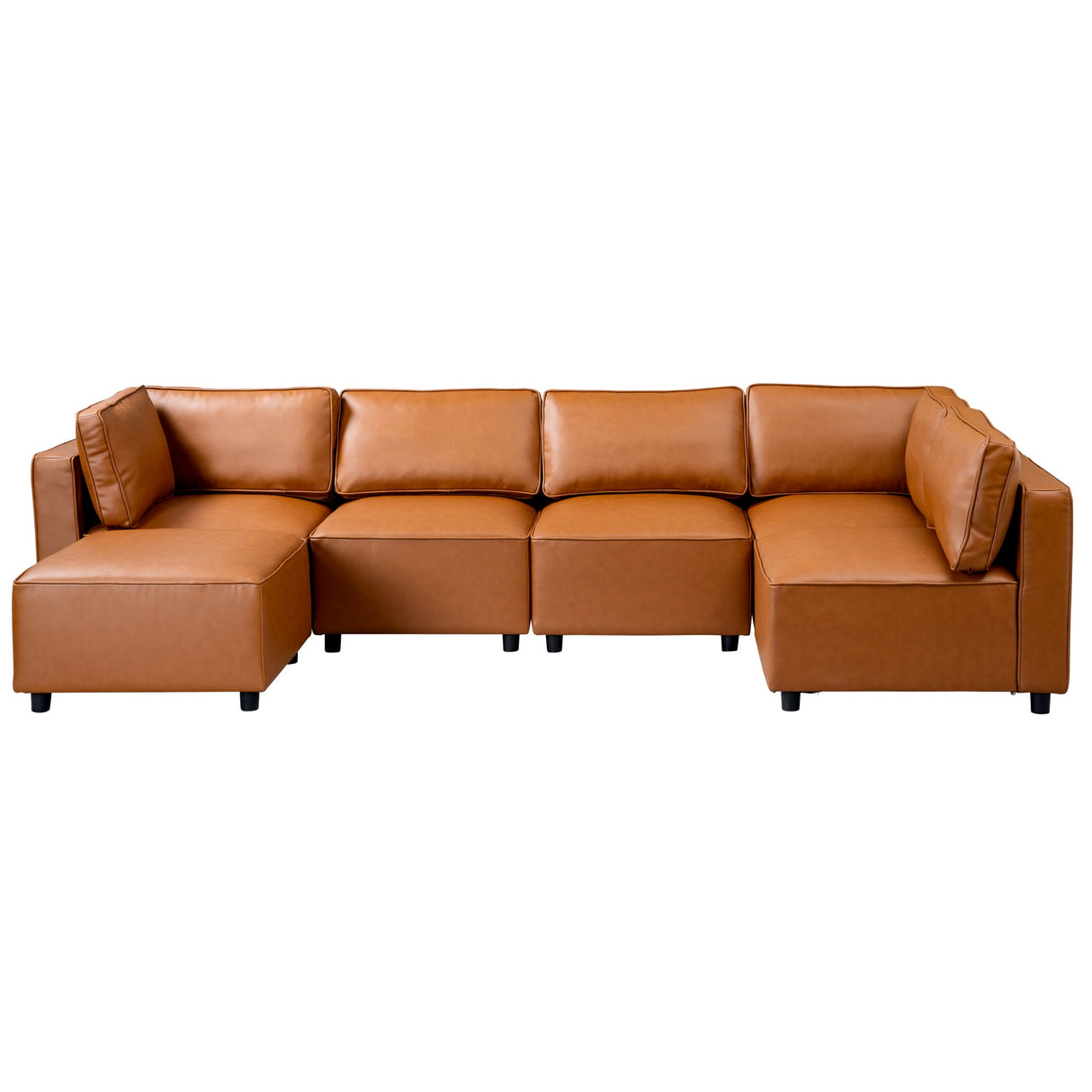 Reno Cognac Vegan Leather Modular Sofa from Ashcroft Furniture - Luna Furniture