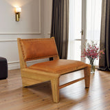 Talon Tan Solid Wood Leather Lounge Chair from Ashcroft Furniture - Luna Furniture