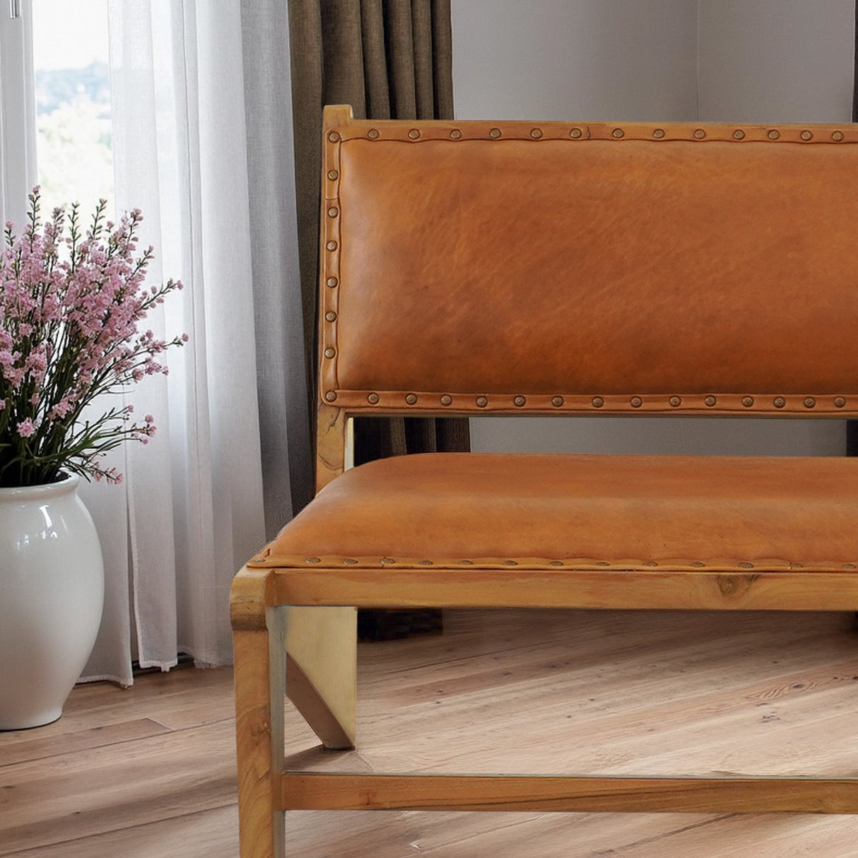 Talon Tan Solid Wood Leather Lounge Chair from Ashcroft Furniture - Luna Furniture