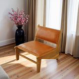 Talon Tan Solid Wood Leather Lounge Chair from Ashcroft Furniture - Luna Furniture