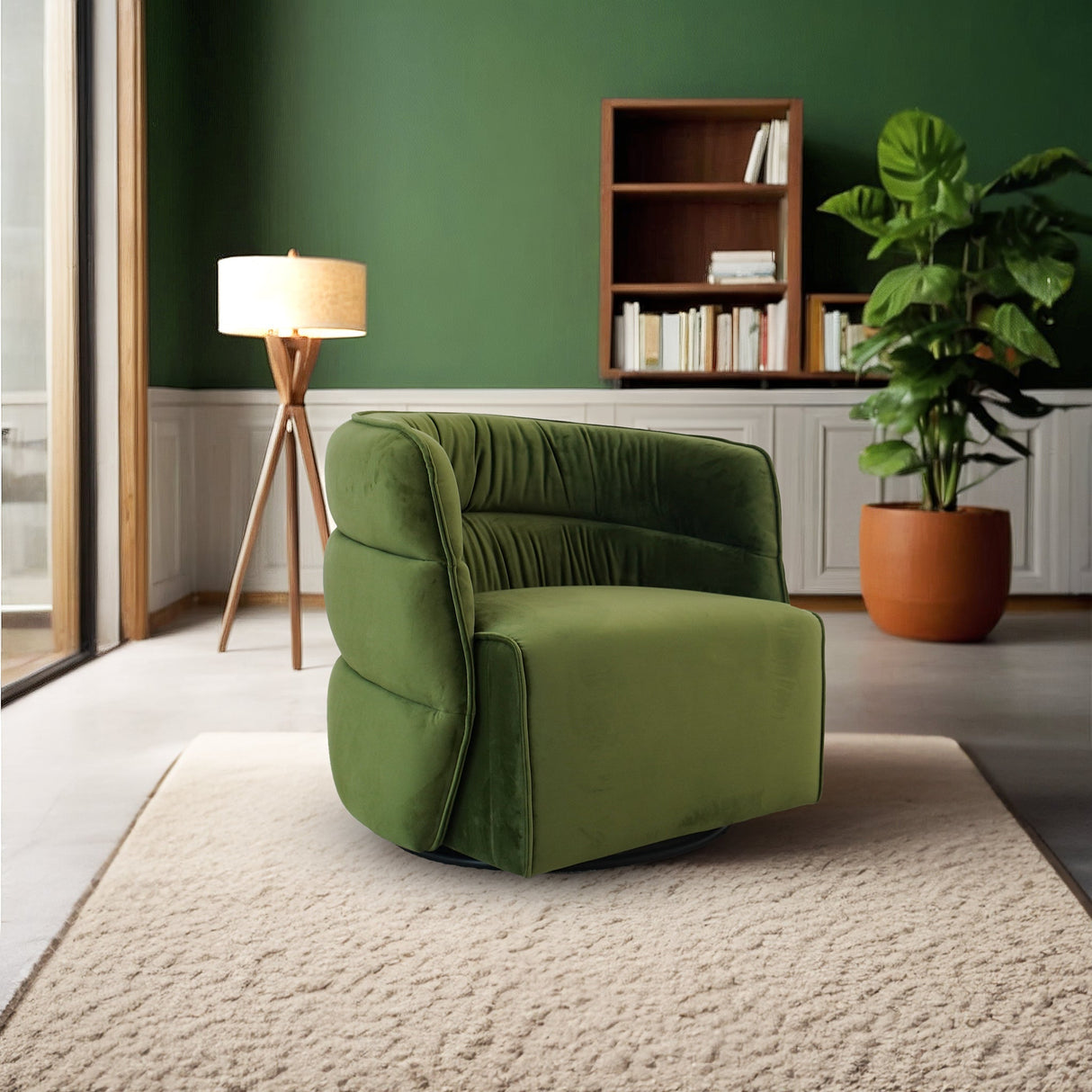 Walden Green Velvet Swivel Chair from Ashcroft Furniture - Luna Furniture