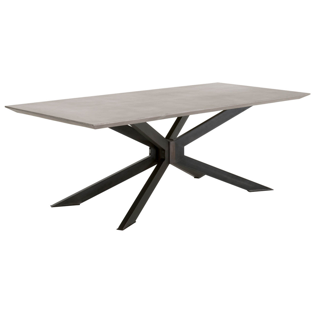 Industry Rectangle Dining Table in Ash Gray Concrete, Distressed Black Iron from Essentials For Living - Luna Furniture