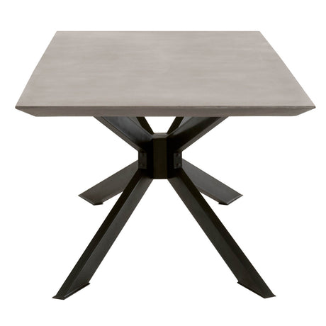 Industry Rectangle Dining Table in Ash Gray Concrete, Distressed Black Iron from Essentials For Living - Luna Furniture