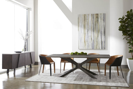 Industry Rectangle Dining Table in Ash Gray Concrete, Distressed Black Iron from Essentials For Living - Luna Furniture