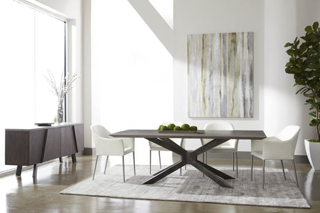 Industry Rectangle Dining Table in Ash Gray Concrete, Distressed Black Iron from Essentials For Living - Luna Furniture