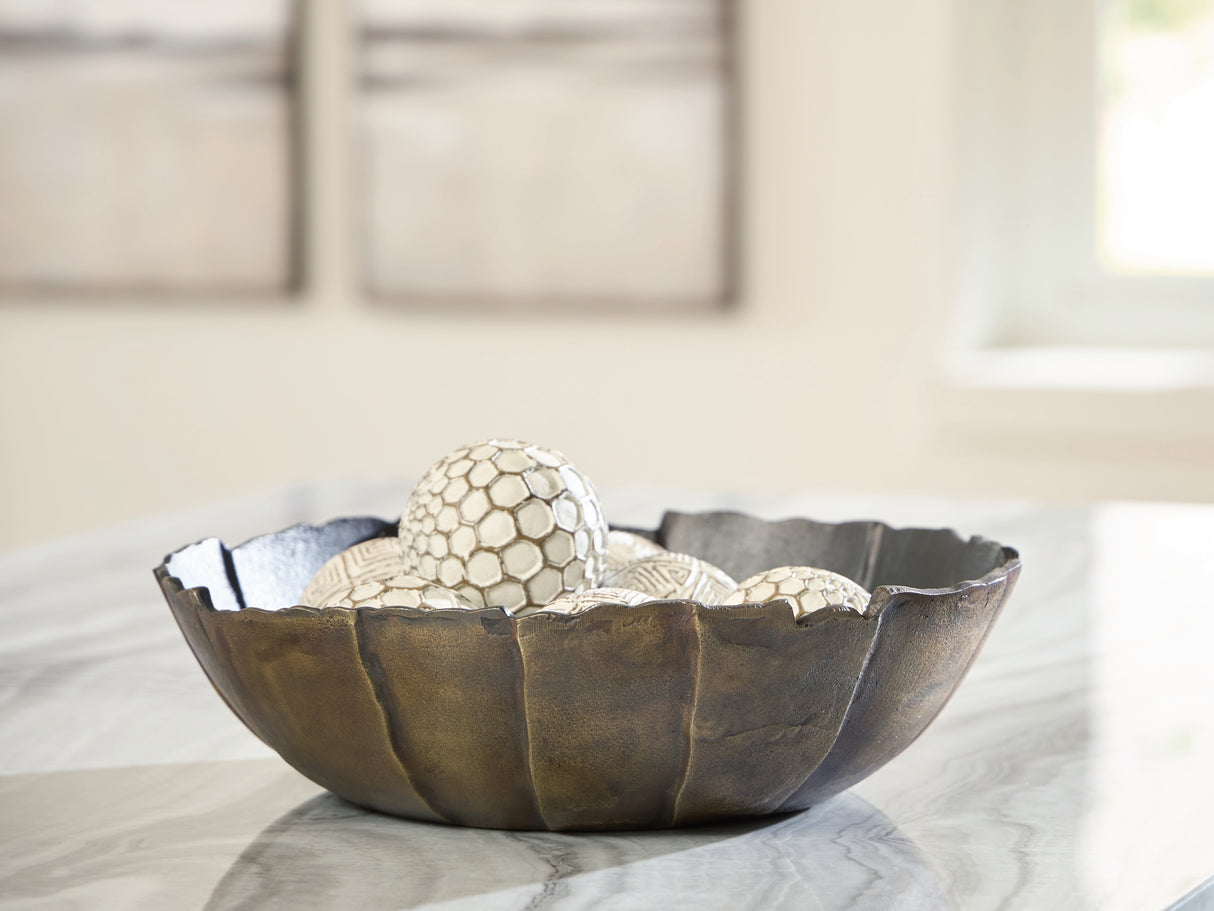 Aidman Black/Antique Gold Finish Bowl from Ashley - Luna Furniture