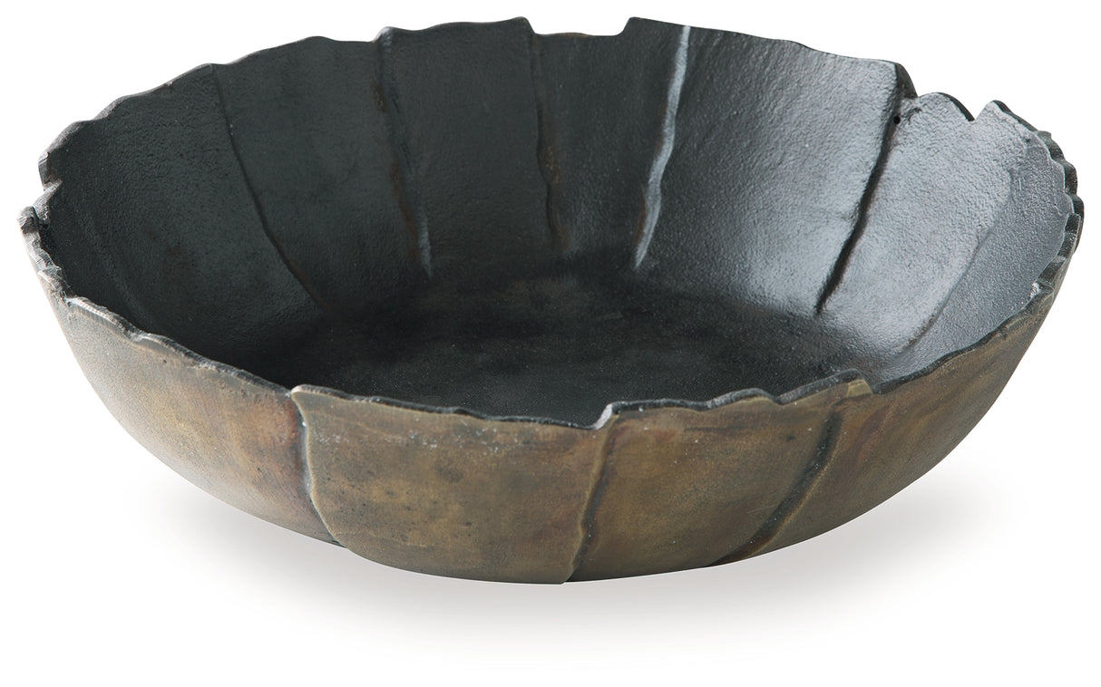 Aidman Black/Antique Gold Finish Bowl from Ashley - Luna Furniture