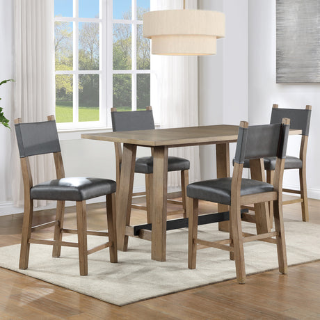 Aubrey 24″ Driftwood Counter Chair with Gray Vegan Leather from Steve Silver - Luna Furniture