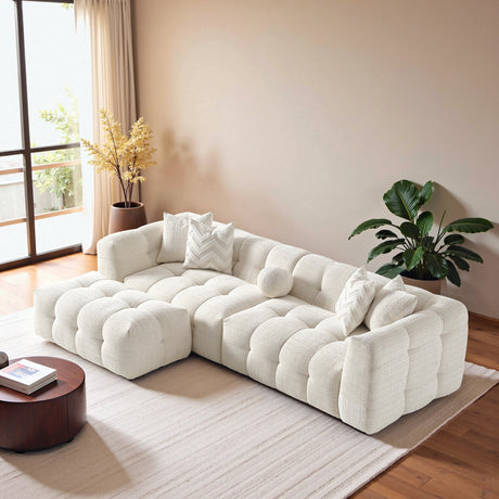Alana Ivory Tufted Chenille Modular Sectional Sofa from Midinmod - Luna Furniture