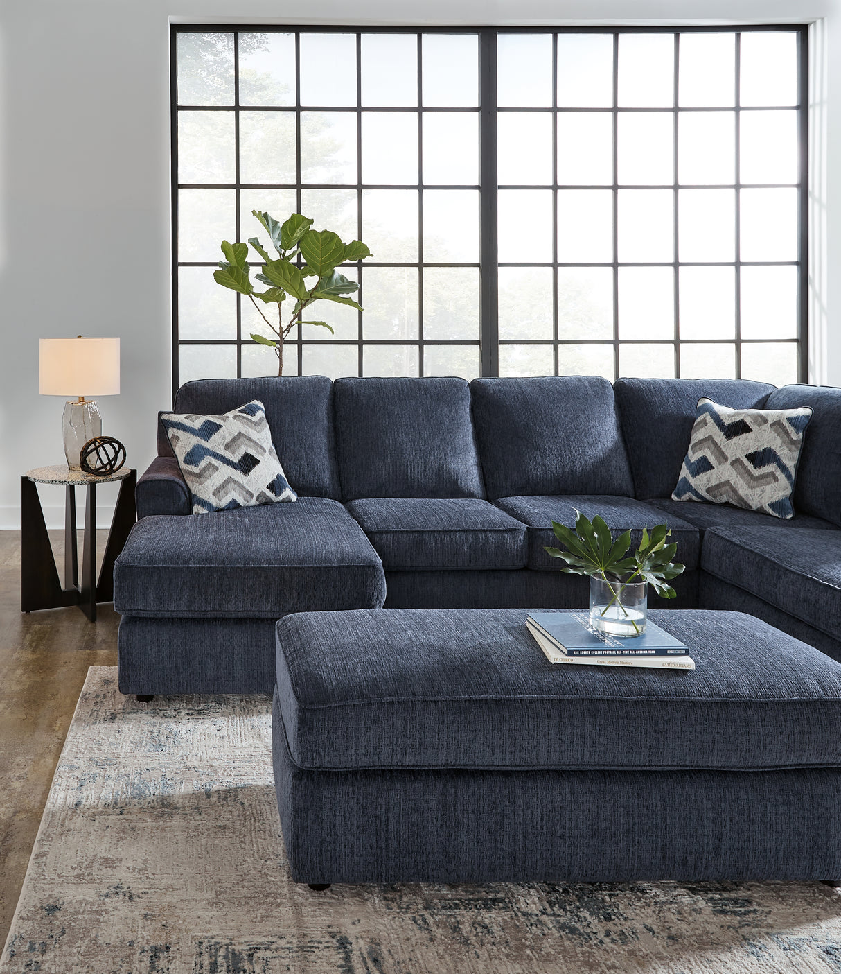 Albar Place 2-Piece Sectional with Ottoman in Cobalt from Ashley - Luna Furniture
