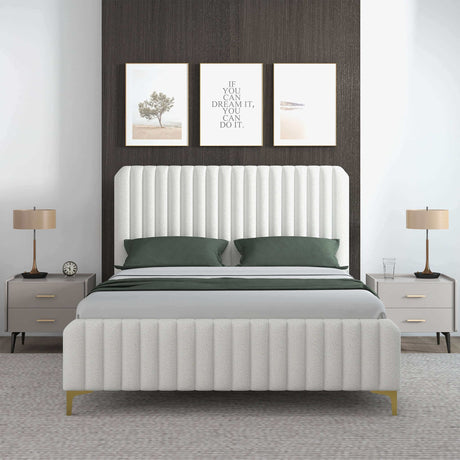 Valery Cream Queen Upholstered Platform Bed from Ashcroft Furniture - Luna Furniture