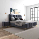 Bethany Velvet Upholstered Platform Bed Queen / Grey from Ashcroft Furniture - Luna Furniture