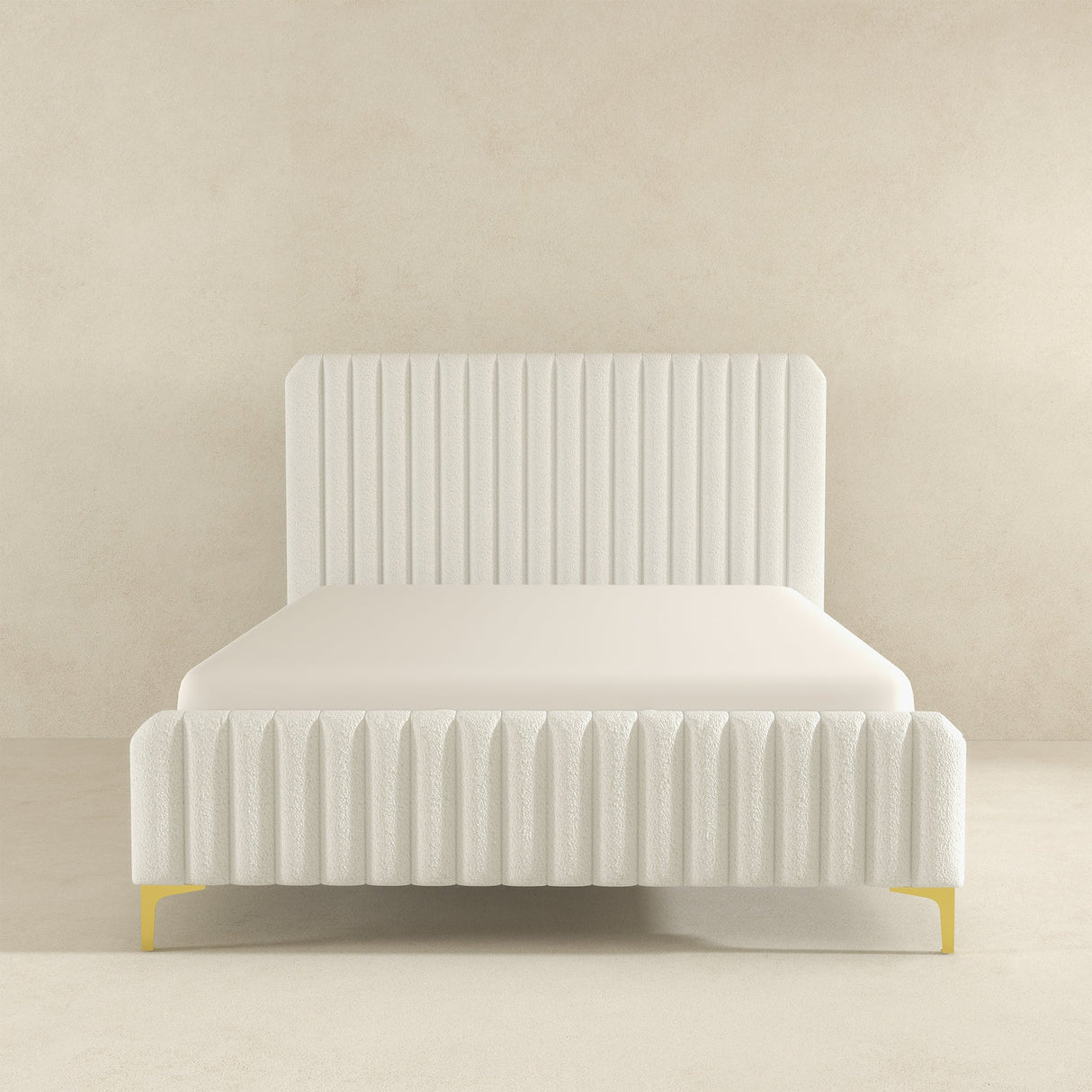 Valery Cream Queen Upholstered Platform Bed from Ashcroft Furniture - Luna Furniture