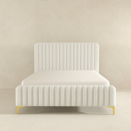 Valery Cream Queen Upholstered Platform Bed from Ashcroft Furniture - Luna Furniture