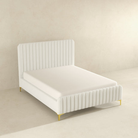 Valery Cream Queen Upholstered Platform Bed from Ashcroft Furniture - Luna Furniture