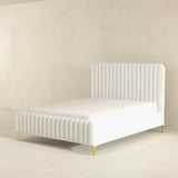 Valery Cream Queen Upholstered Platform Bed from Ashcroft Furniture - Luna Furniture