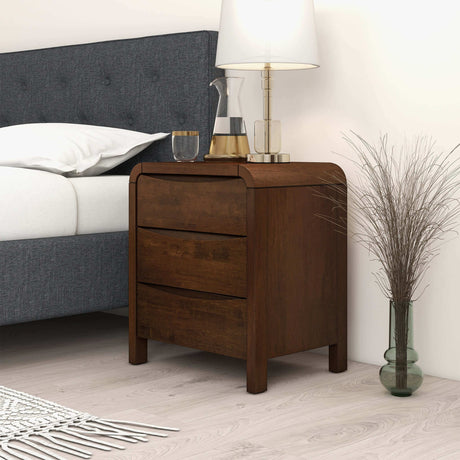 Lionel Mid Century Modern Solid Wood Nightstand 3-Drawer Bed Side Table from Ashcroft Furniture - Luna Furniture