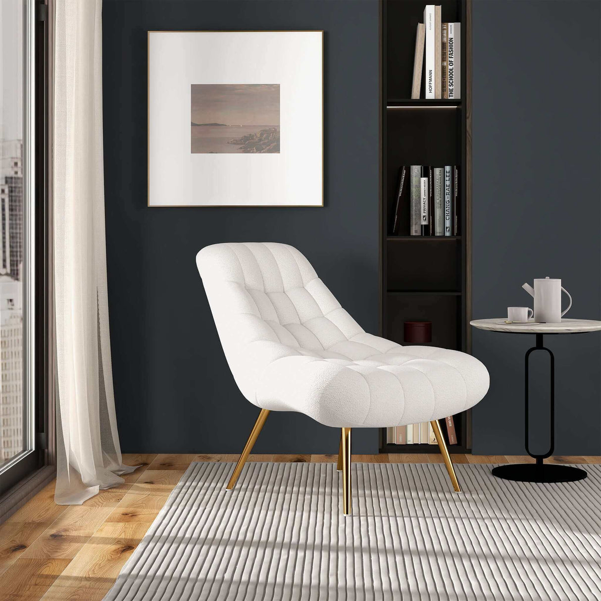 Aubrey Cream French Boucle Lounge Chair from Ashcroft Furniture - Luna Furniture