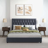 Donald Upholstered Platform Bed King / Grey from Ashcroft Furniture - Luna Furniture
