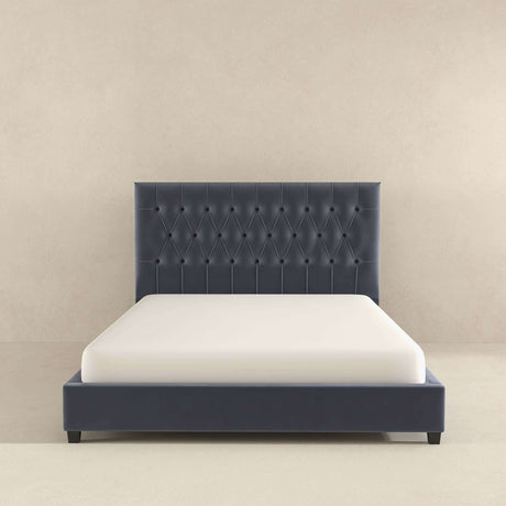 Donald Upholstered Platform Bed Queen / Grey from Ashcroft Furniture - Luna Furniture