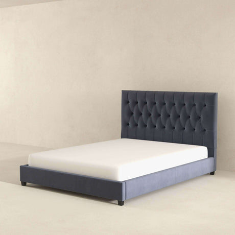 Donald Upholstered Platform Bed King / Grey from Ashcroft Furniture - Luna Furniture