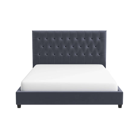 Donald Upholstered Platform Bed Queen / Grey from Ashcroft Furniture - Luna Furniture