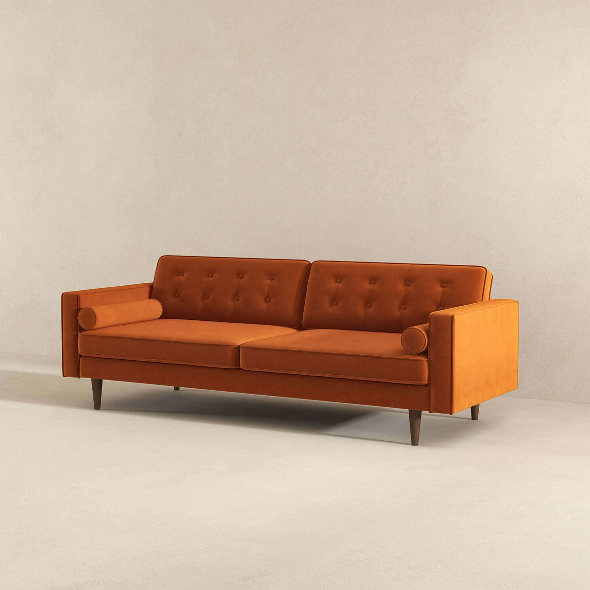 Casey Mid Century Modern Burnt Orange Velvet Sofa from Ashcroft Furniture - Luna Furniture