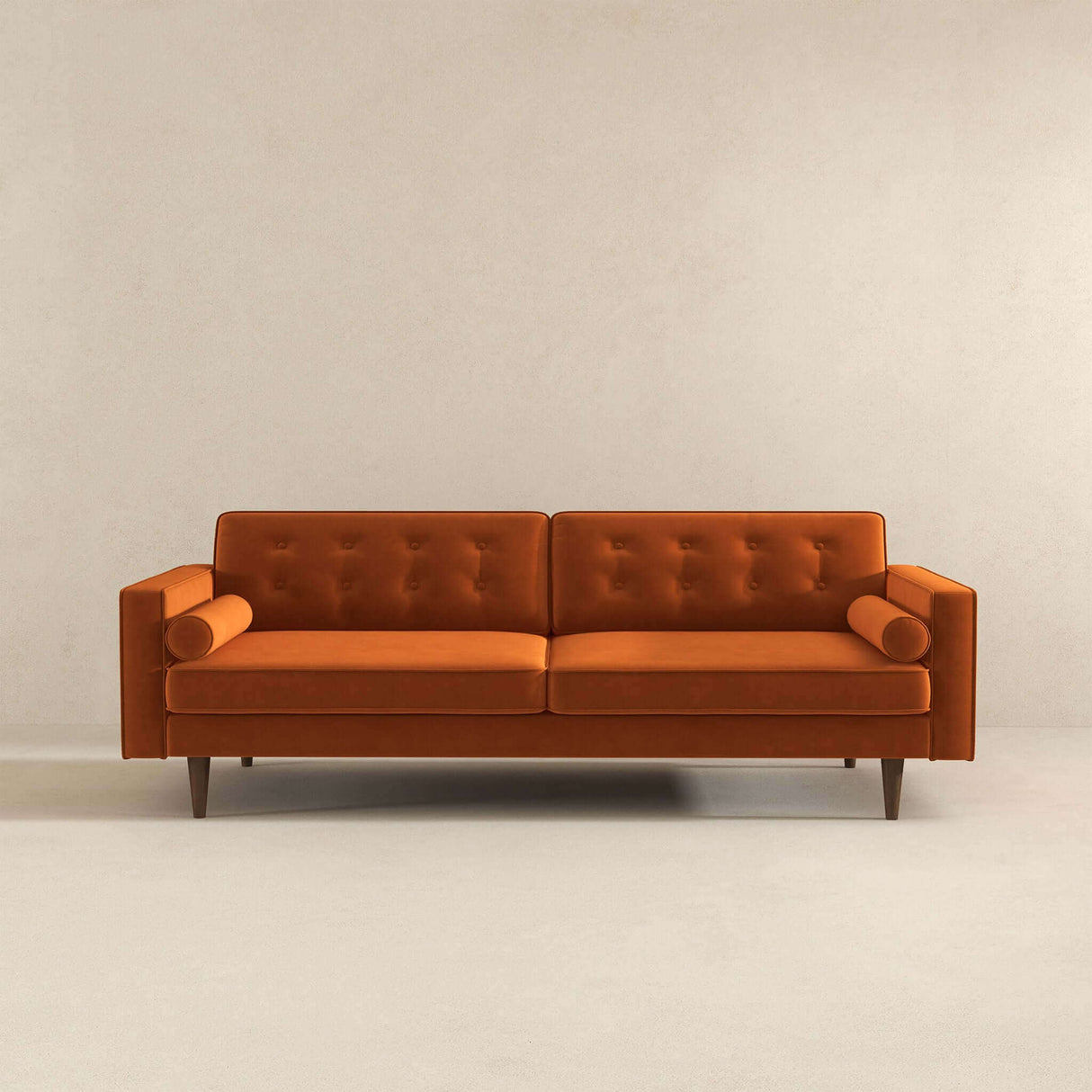 Casey Mid Century Modern Burnt Orange Velvet Sofa from Ashcroft Furniture - Luna Furniture