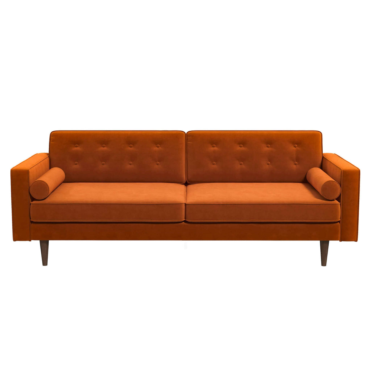 Casey Mid Century Modern Burnt Orange Velvet Sofa from Ashcroft Furniture - Luna Furniture