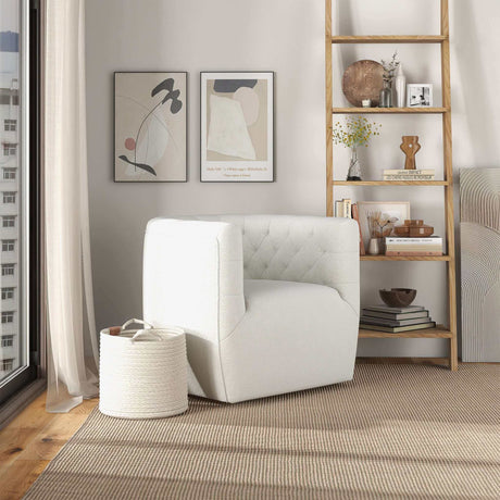 Delaney Cream Boucle Swivel Chair from Ashcroft Furniture - Luna Furniture