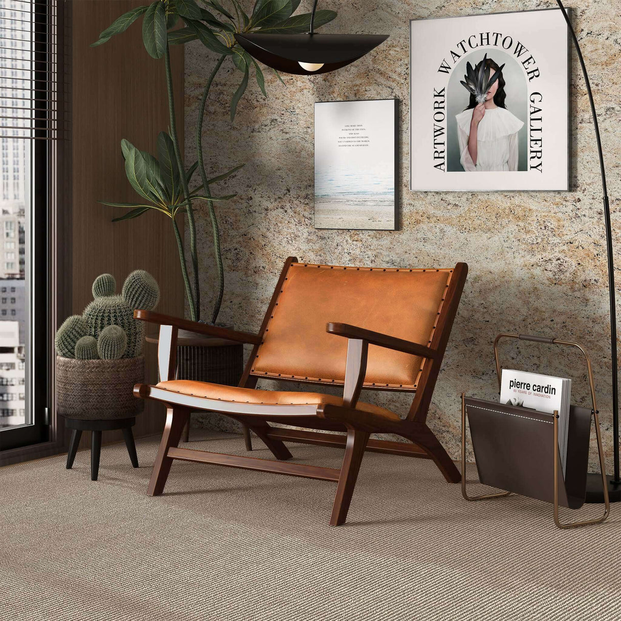Daniel Tan Leather Arm Chair from Ashcroft Furniture - Luna Furniture