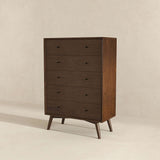Caroline Mid Century Modern Solid Wood Dresser 5-Drawer from Ashcroft Furniture - Luna Furniture