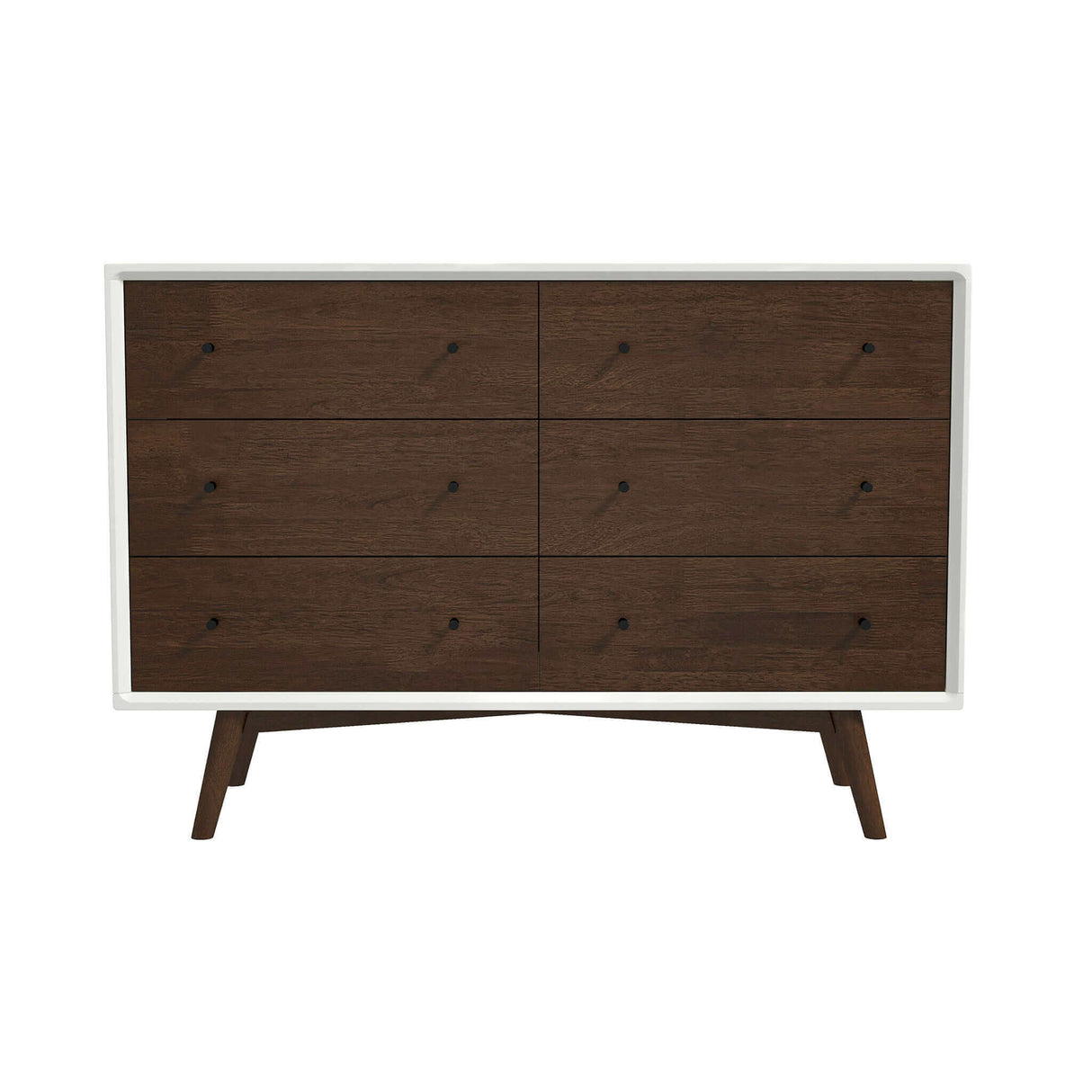 Mid Century Modern White Dresser 6 Drawer from Ashcroft Furniture - Luna Furniture