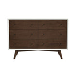 Mid Century Modern White Dresser 6 Drawer from Ashcroft Furniture - Luna Furniture