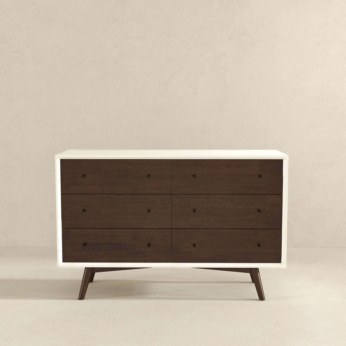 Mid Century Modern White Dresser 6 Drawer from Ashcroft Furniture - Luna Furniture