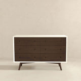 Mid Century Modern White Dresser 6 Drawer from Ashcroft Furniture - Luna Furniture