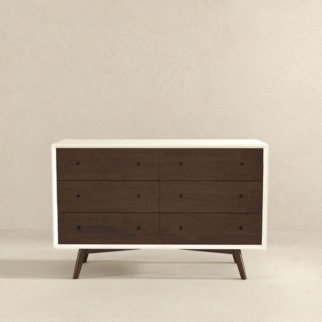 Mid Century Modern White Dresser 6 Drawer from Ashcroft Furniture - Luna Furniture